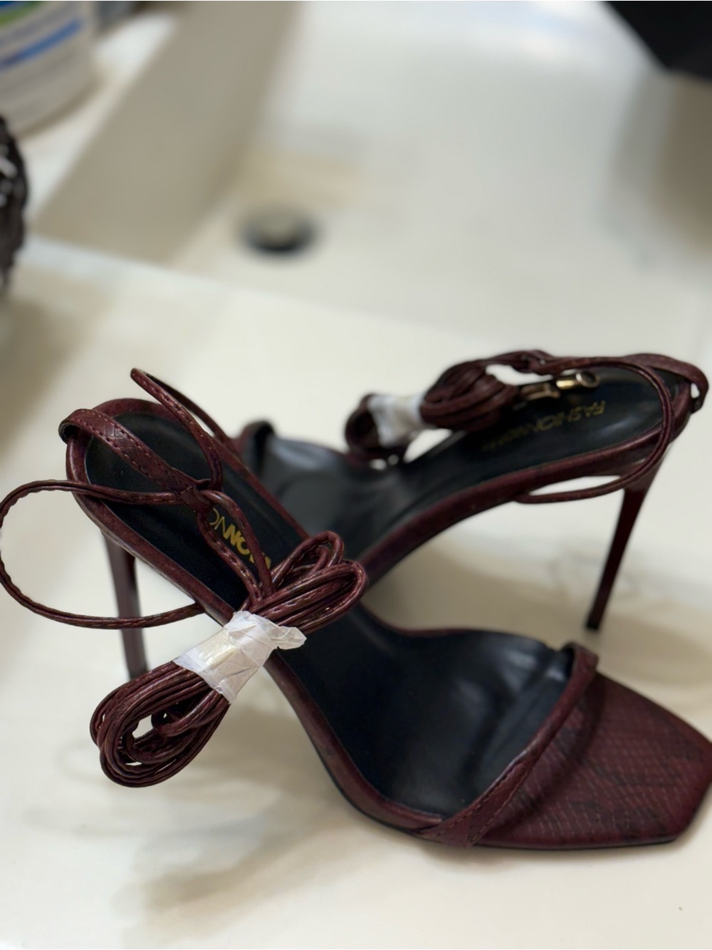 Fashion Nova Burgundy Strappy Stiletto Heels